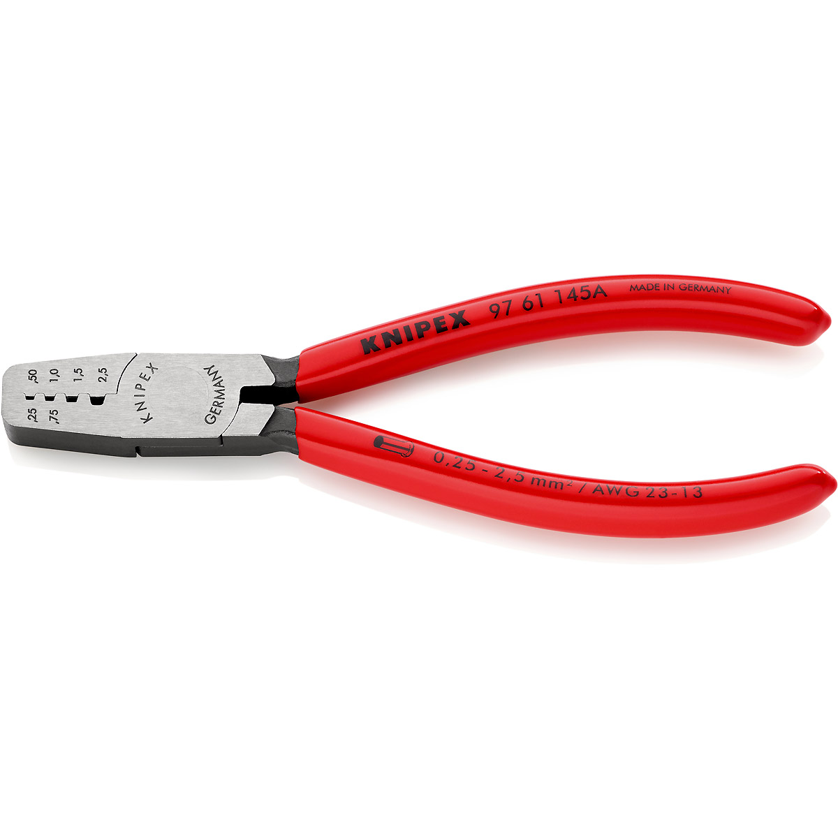 KNIPEX Crimpzange für Aderendhülsen 145 mm mit Kunststoff überzogen poliert