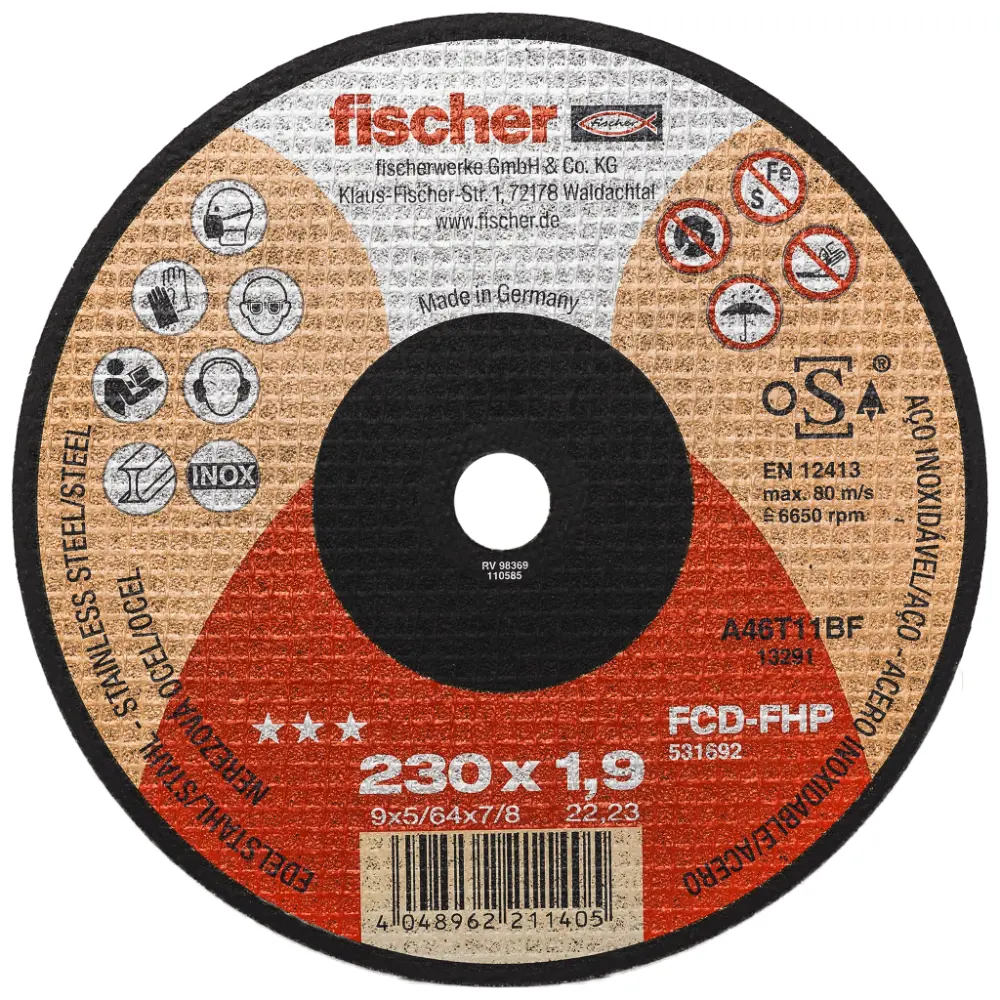 Fischer Trennscheibe FHP plus 1,9/230 flach Inox