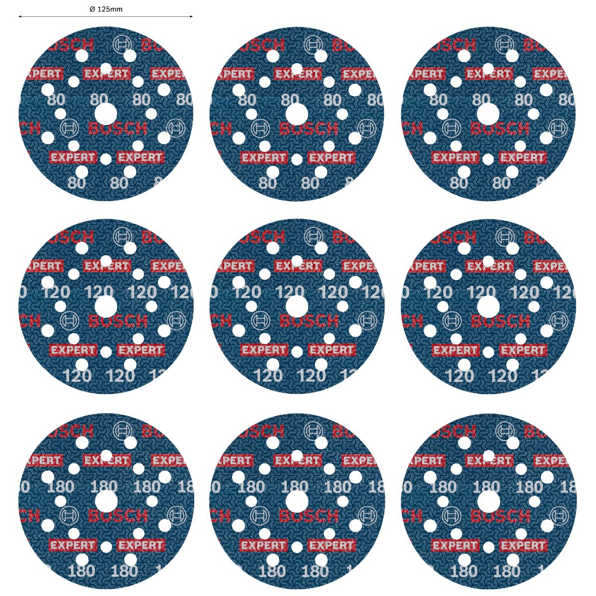 Bosch EXPERT O780 Folienschleifscheiben 125 mm, 9-teiliges Set