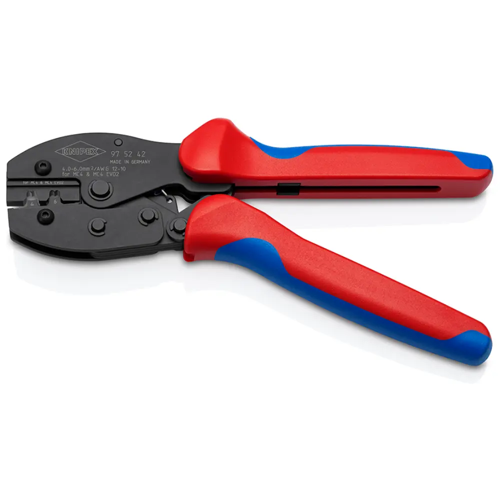 KNIPEX PreciForce Crimpzange für MC4-/MC4 EVO 2-Steckverbinder brüniert 220 mm