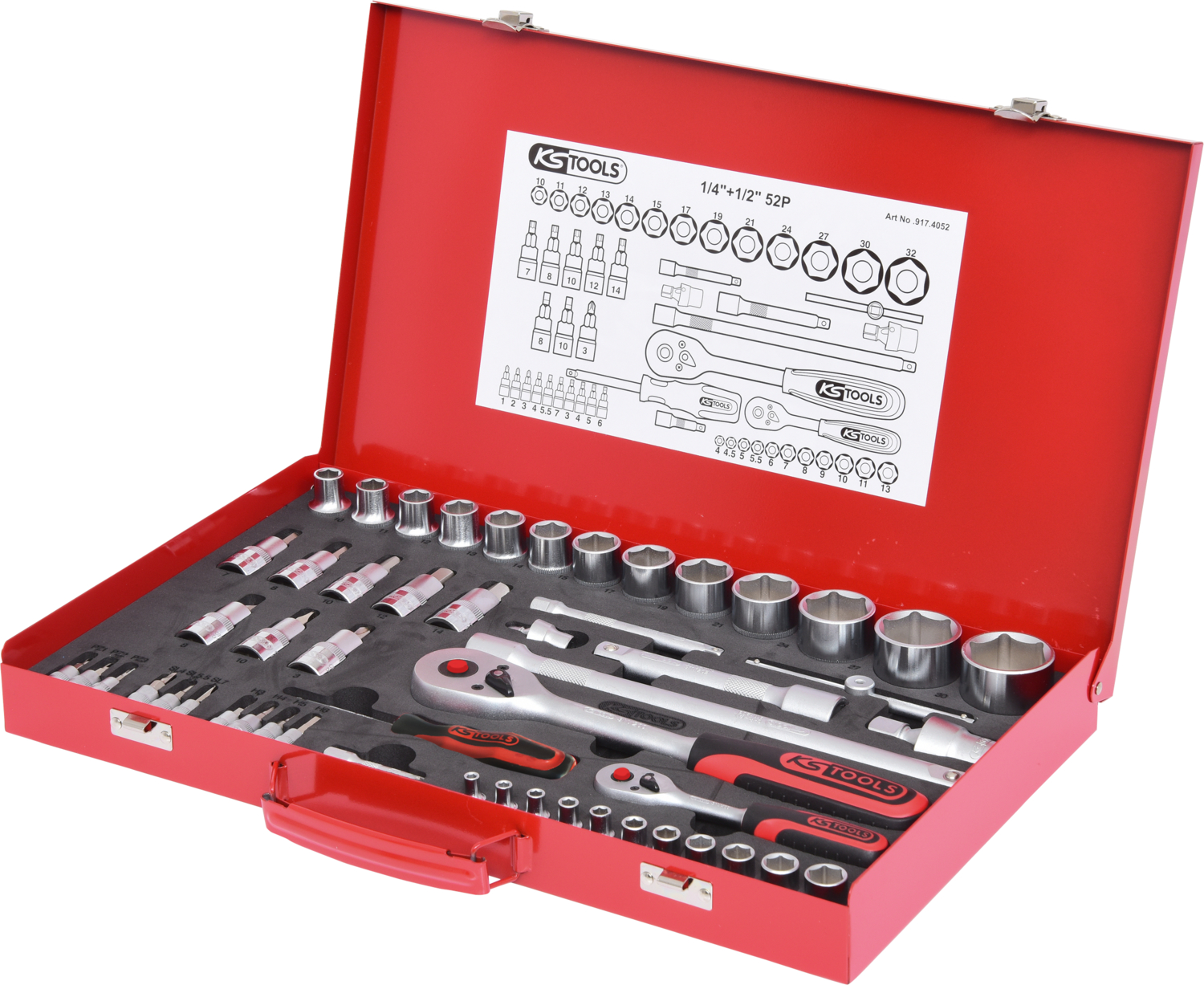KS Tools 1/4"+1/2" Steckschlüssel-Satz, 52-tlg
