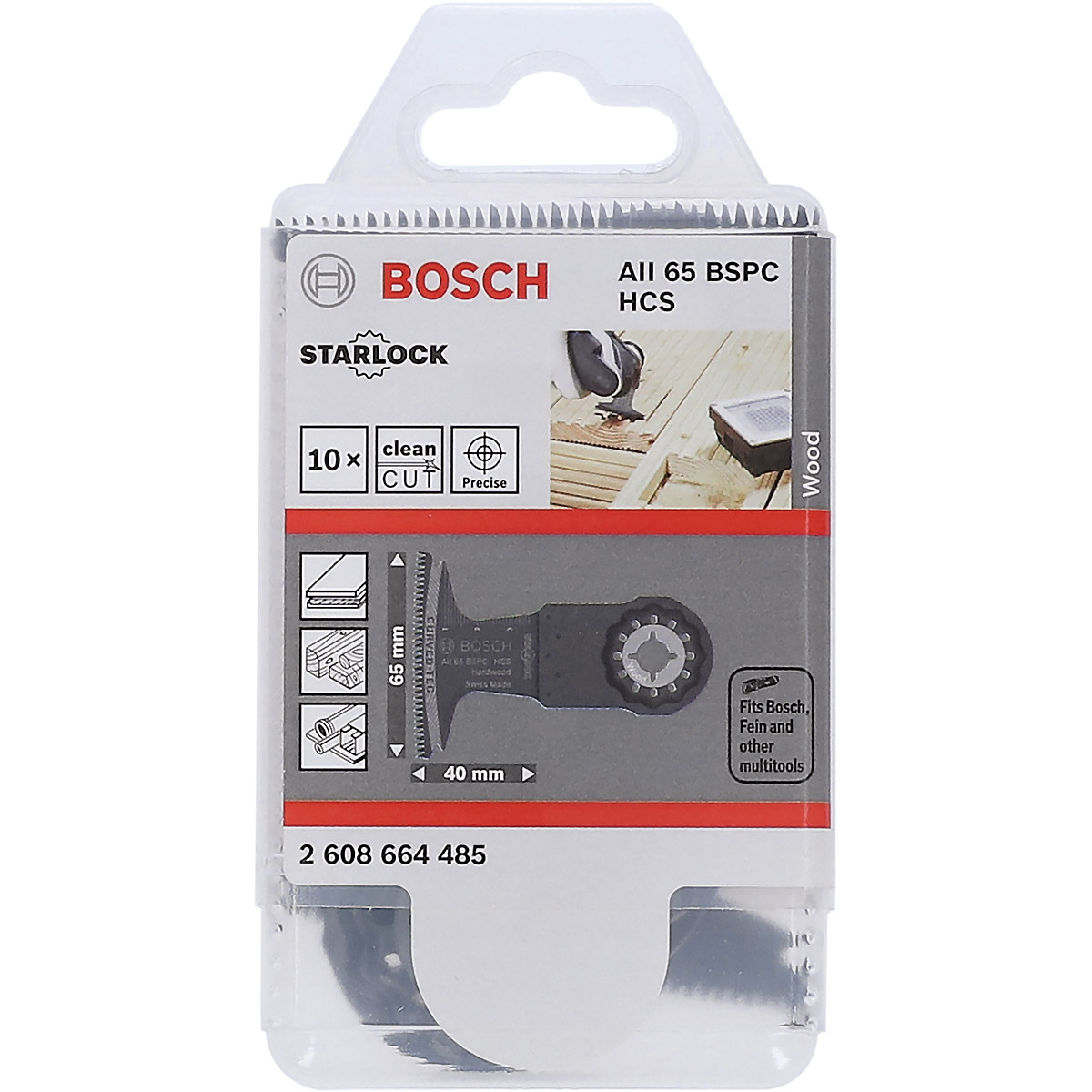 Bosch HCS Tauchsägeblatt AII 65 BSPC Hard Wood, 40 x 65 mm, 10er-Pack