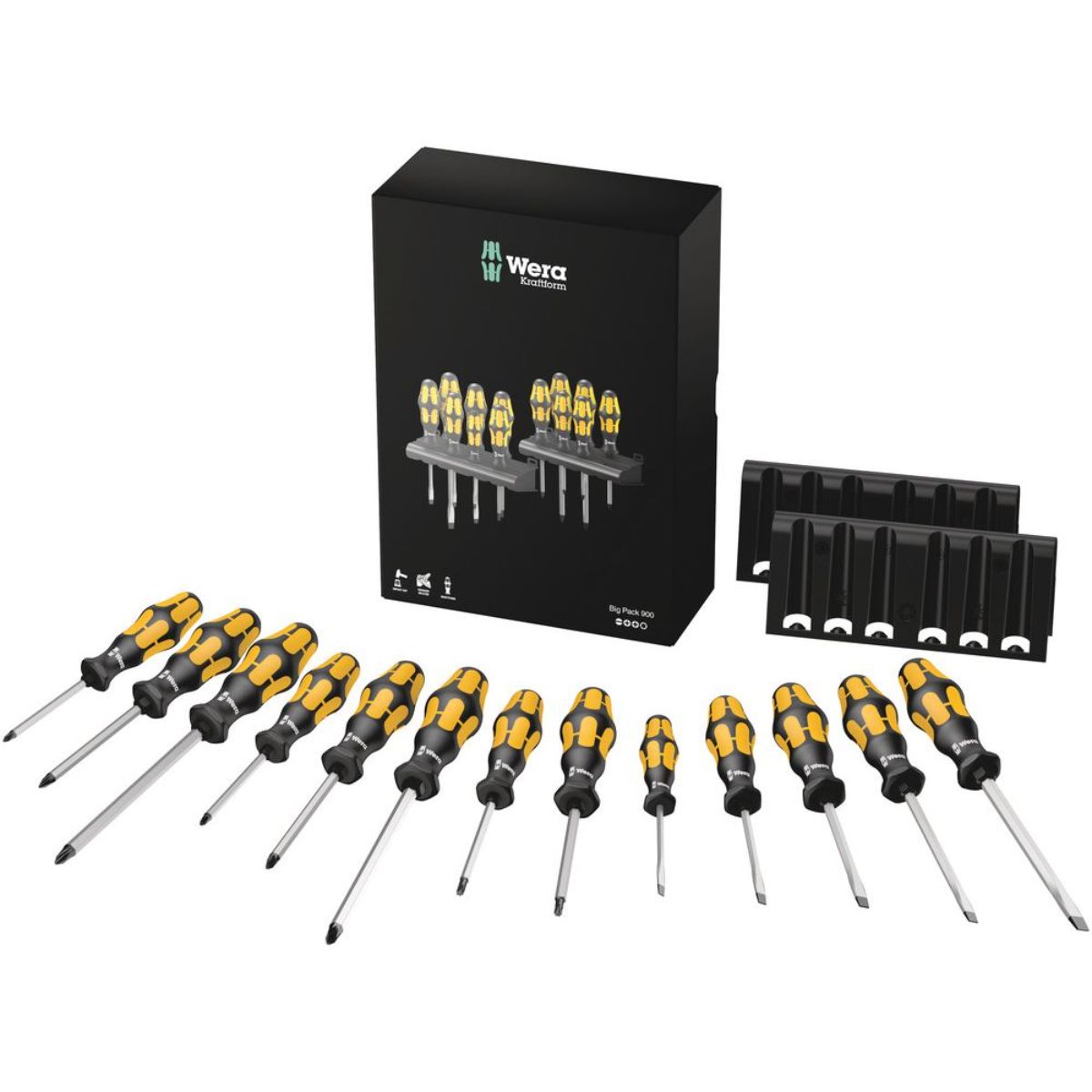Wera Big Pack 900 Schraubendrehersatz Kraftform Wera: Der Schraubmeißel + Rack, 13-teilig
