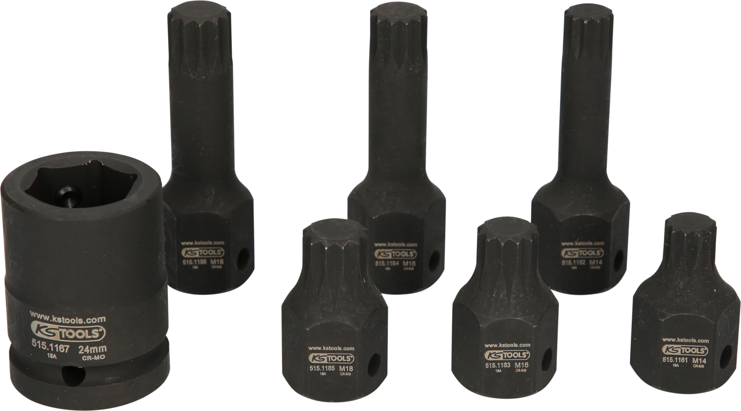 KS Tools 1/2" Spezial-Kraft-Bit-Stecknuss-Satz Vielzahn, 7-tlg M14-M18