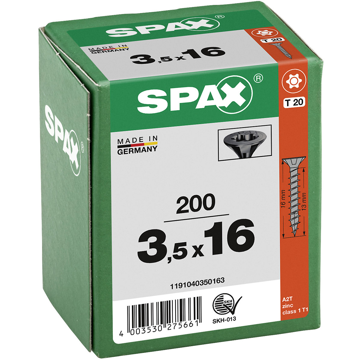 SPAX Senkmultikopf T-Star Plus T20 Vollgewinde schwarz verzinkt, 200 Stück