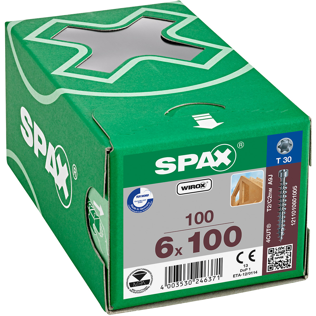 SPAX Zylinderkopf T-Star Plus T30 Vollgewinde WIROX, 100 Stück