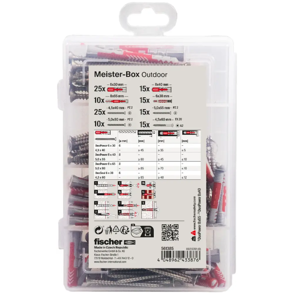 Fischer Dübelsortiment Meister-Box Outdoor + Schraube (130 Teile)