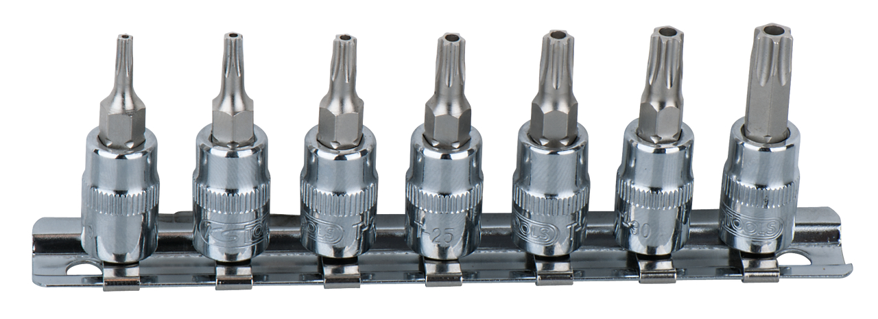 KS Tools 1/4" CHROMEplus Bit-Stecknuss-Satz Torx, Bohrung, 7-tlg TB10-TB40