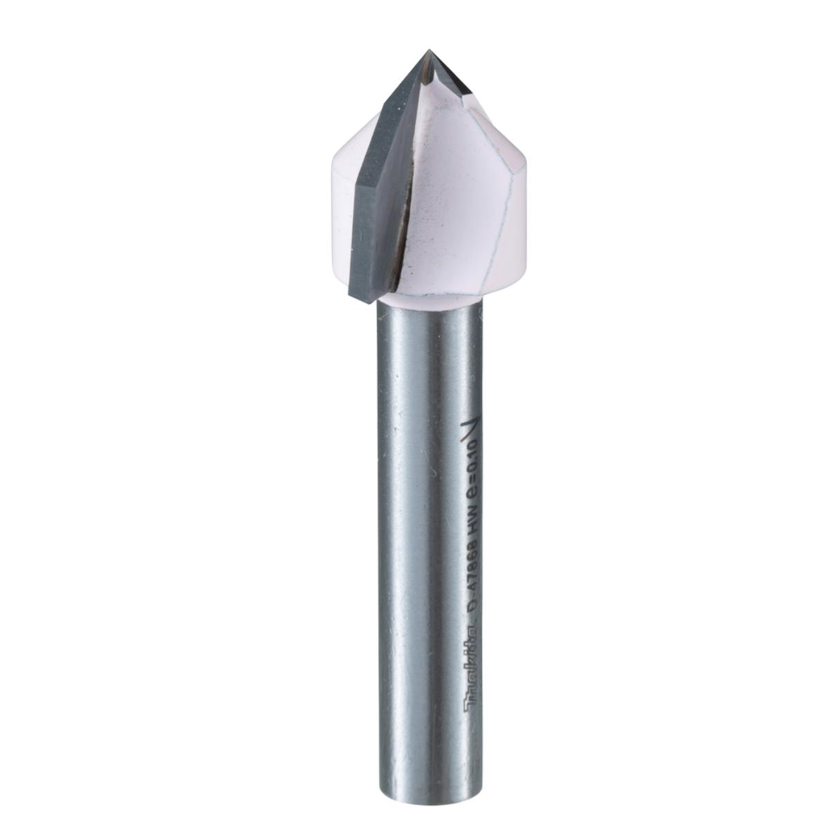 Makita V-Nutfräser Ø 6 mm Schaft - Ø 12,7 mm Fräser - 45 mm Gesamtlänge - 90° Winkel
