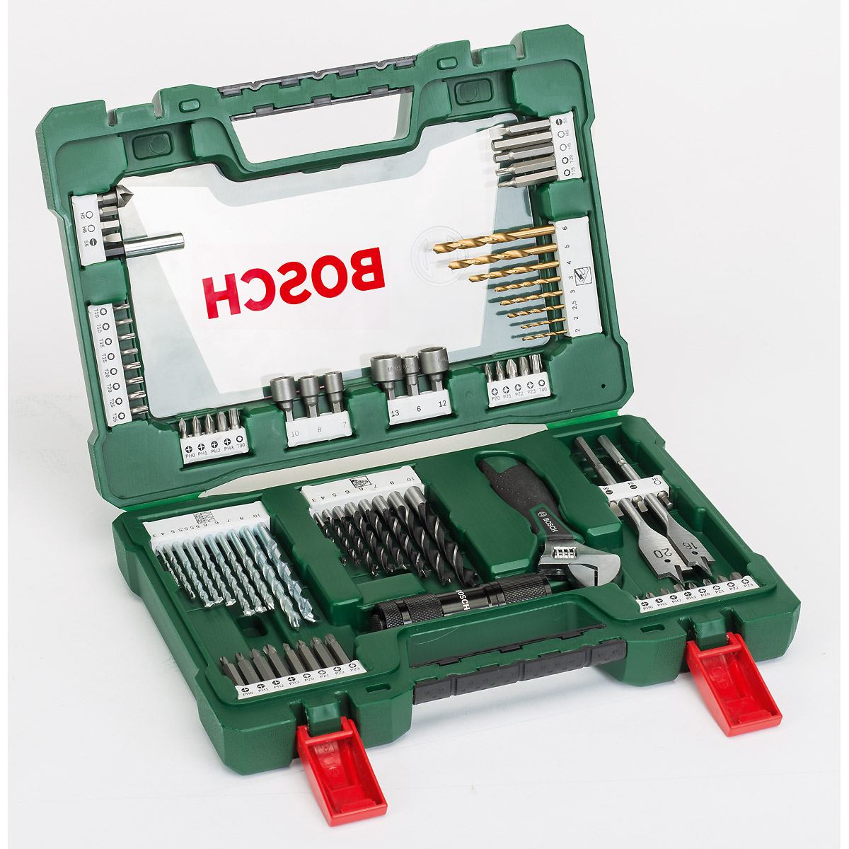 Bosch V-Line TiN-Bohrer- und Bit-Set, 83-teilig, mit Taschenlampe und Gabelschlüssel