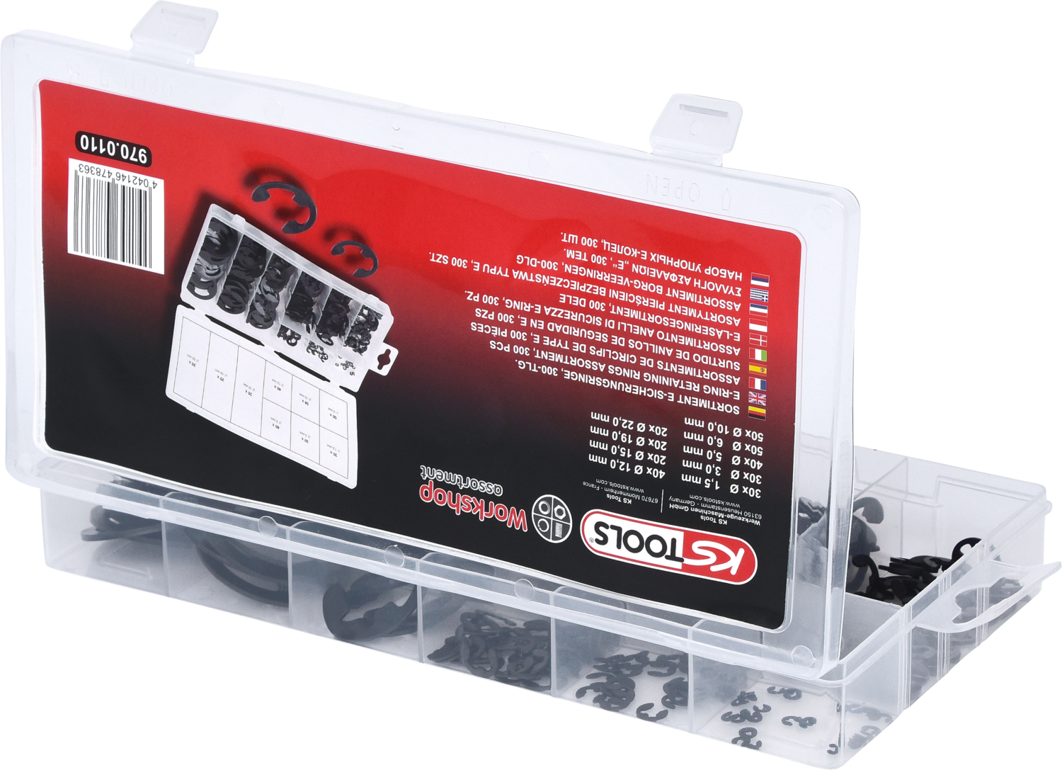 KS Tools Sortiment E-Sicherungsringe, Ø1,5-22mm, 300-tlg
