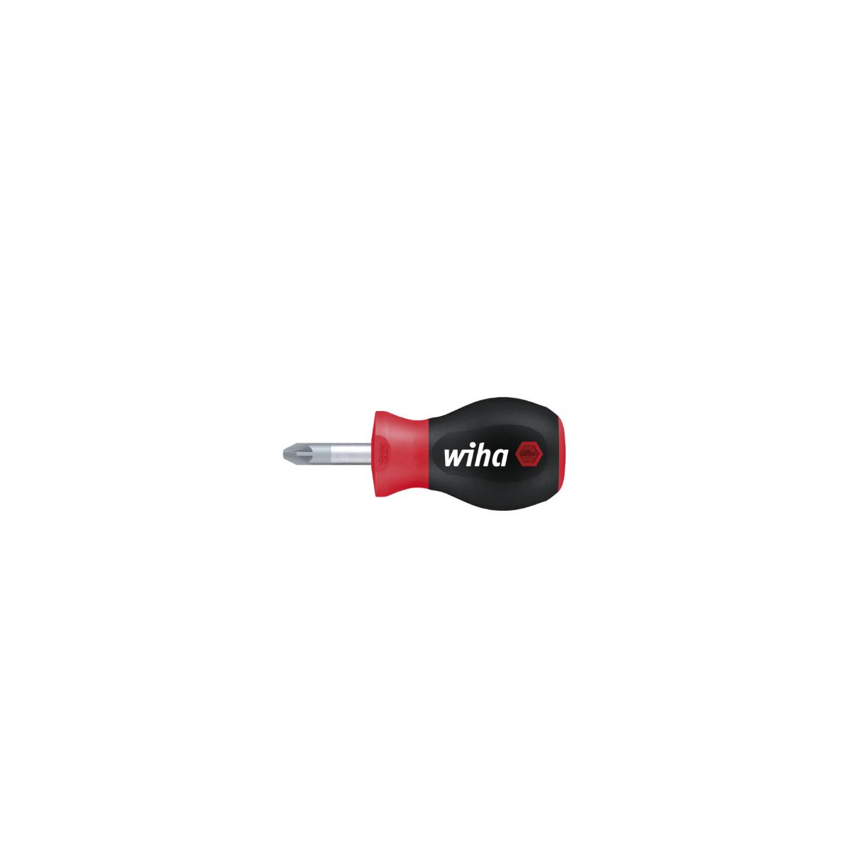 Wiha Schraubendreher SoftFinish Pozidriv mit kurzer Rundklinge, Stubby
