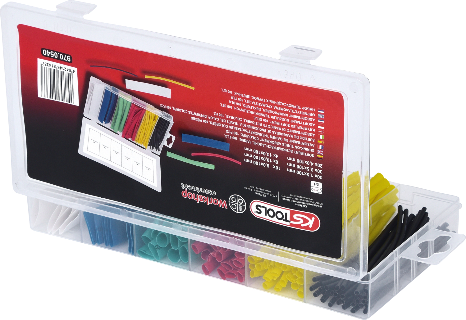 KS Tools Sortiment Schrumpfschläuche, farbig, 100-tlg