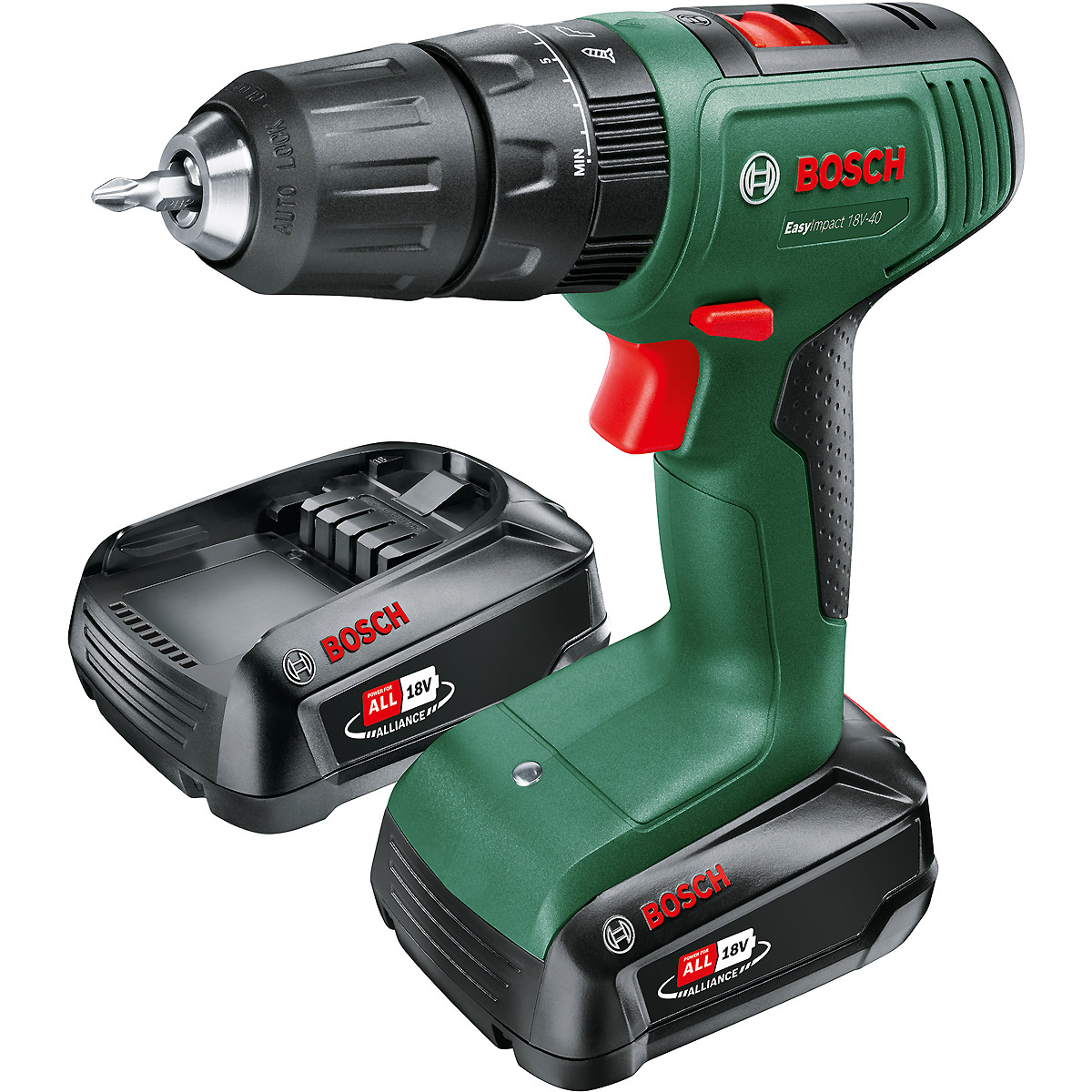 Bosch Akku-Schlagbohrmaschine EasyImpact 18V-40: 2x Akkupack PBA 18V 1.5Ah W-A