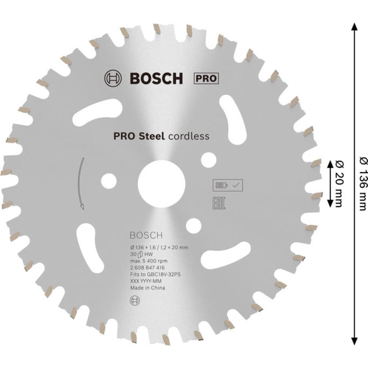 Bosch PRO Steel Akku-Bewehrungsstahlschneider, 136 x 1,6/1,1 x 20. Für Armierungsschneider
