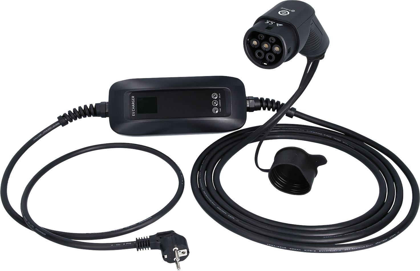 efuturo mobile Ladestation mit Typ 2 Ladekabel, 1 Phase, bis zu 3,7kW, 16A, 230V, LCD, Schuko