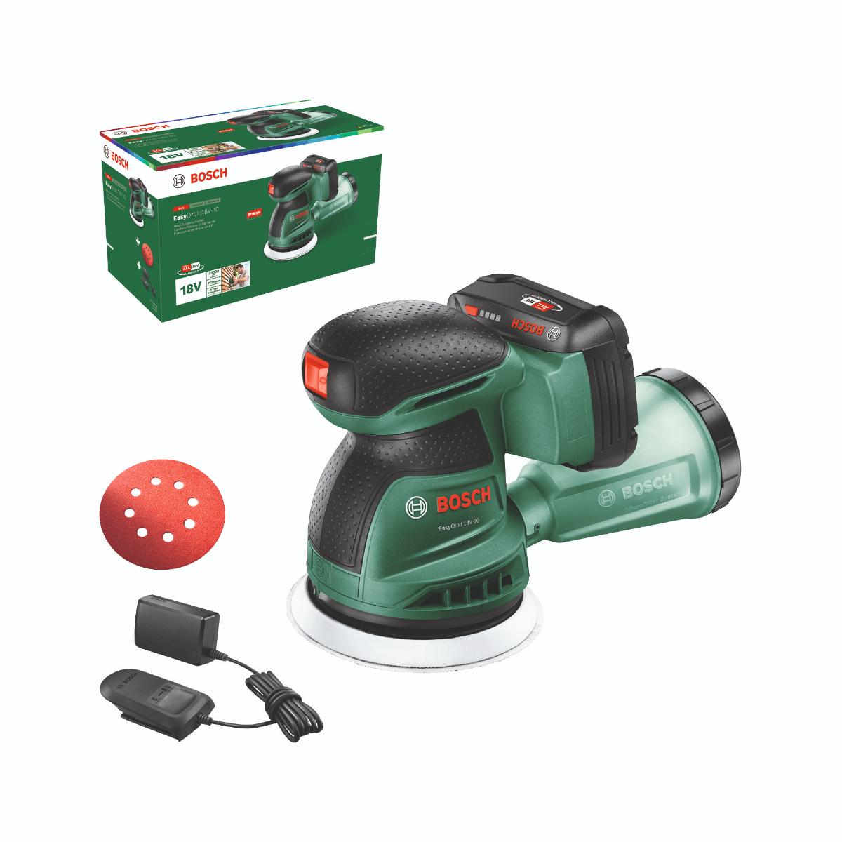 Bosch Akku-Exzenterschleifer EasyOrbit 18V-10, 1 x Akku PBA 18V 2.0Ah