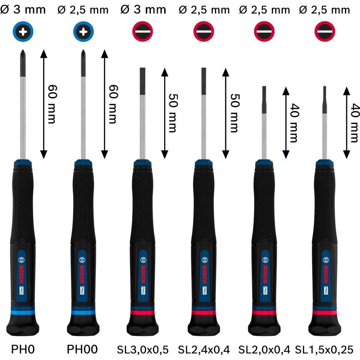 Bosch PRO Präzisionsschraubendreher PH/SL, 6-teilges Set