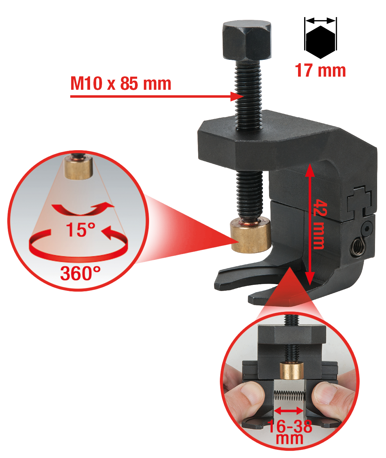 KS Tools Universal Scheibenwischerarm-Abzieher mit verstellbarer Abziehgabel, 16-38 mm