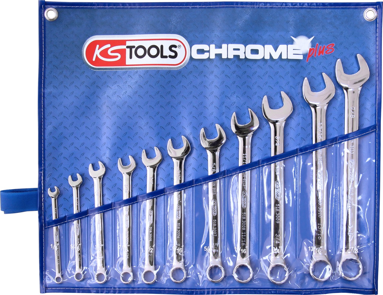 KS Tools CHROMEplus Ringmaulschlüssel-Satz, abgewinkelt, 11-tlg Zoll