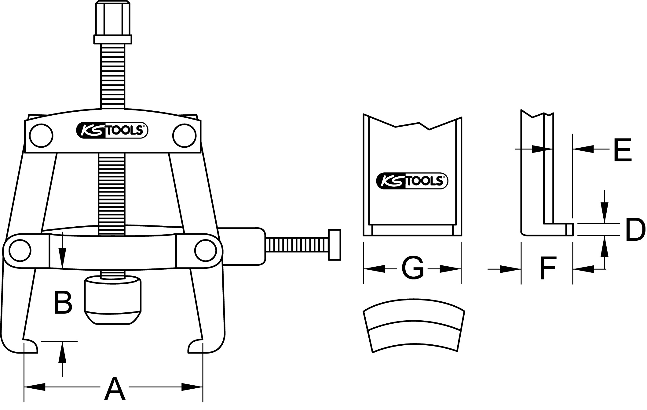 KS Tools Universal-Lagerring-Abzieher 2-armig mit Spannbügel, 90mm