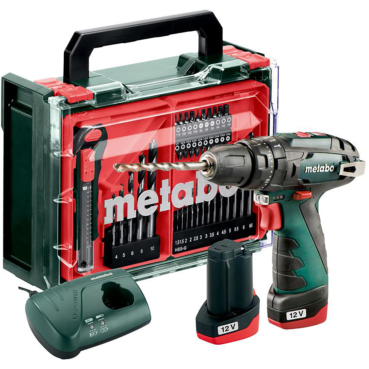 Metabo Akku-Schlagbohrschrauber PowerMaxx SB Basic Set mit 41-teiliger Mobiler Werkstatt - Kunststoff