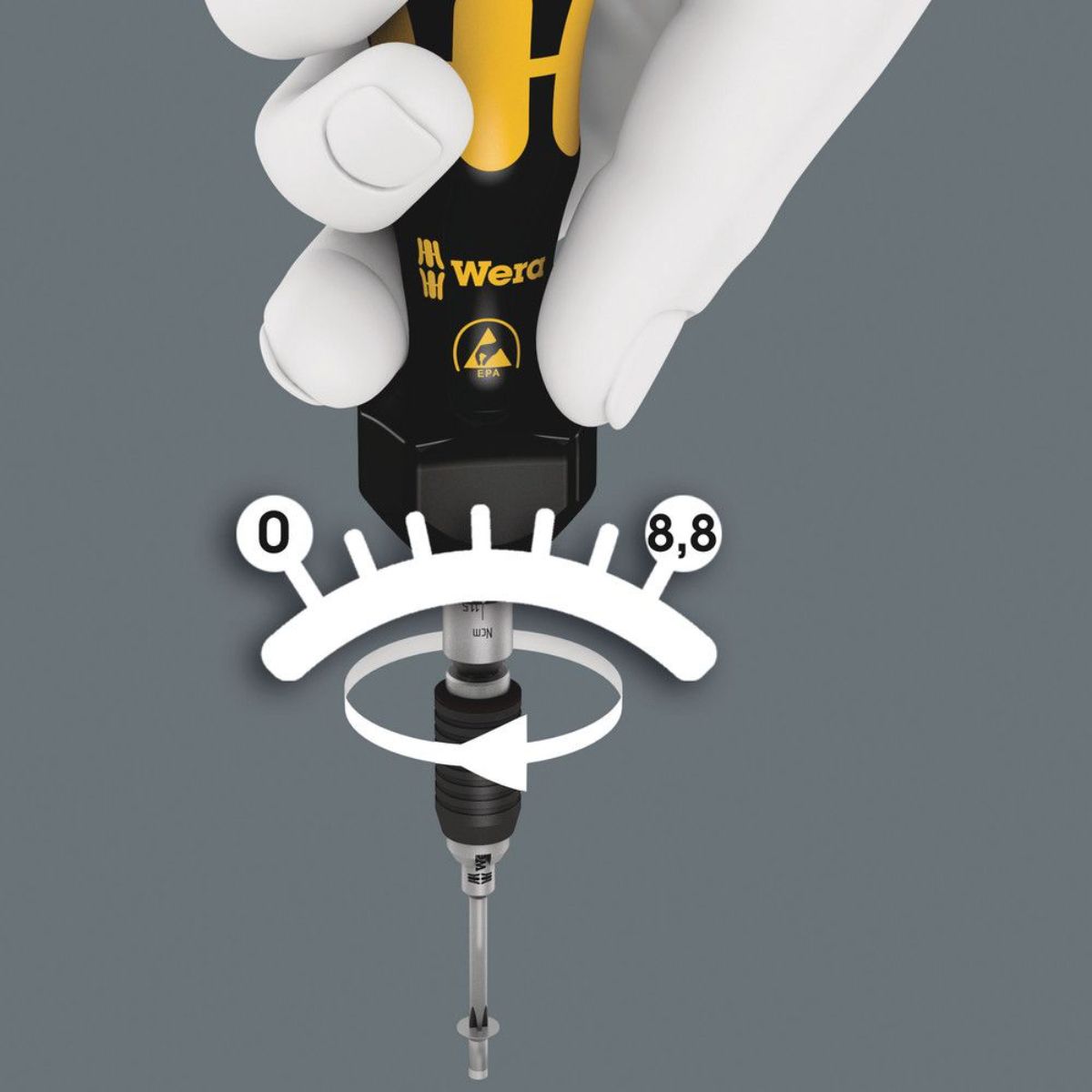 Wera Serie 7400 Kraftform ESD Drehmomentschraubendreher (0,1-1,0 Nm) + Schnellwechselfutter