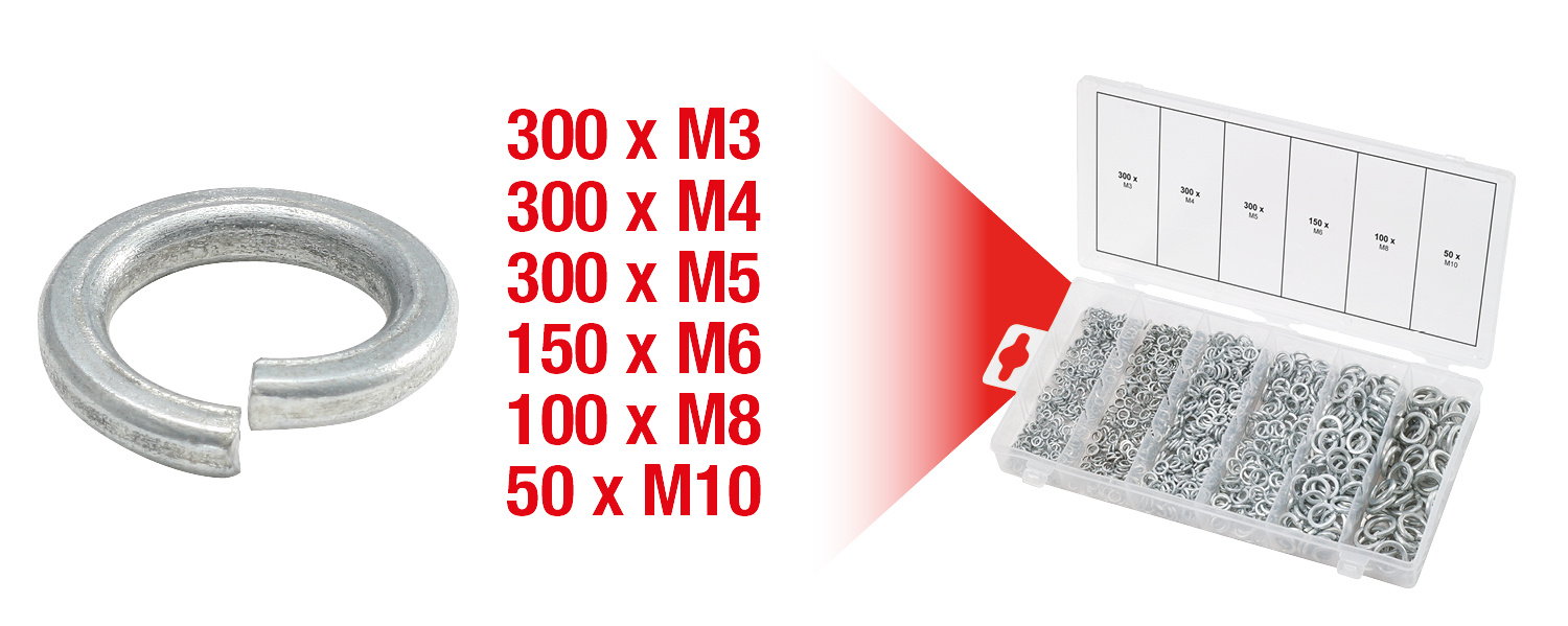 KS Tools Sortiment Federringe, M3-10, 1200-tlg