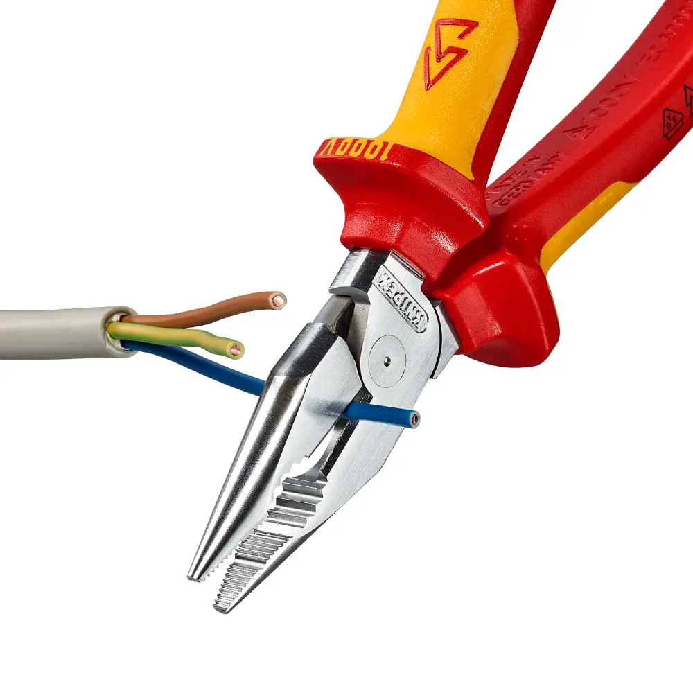 KNIPEX Spitz-Kombizange isoliert mit Mehrkomponenten-Hüllen, VDE-geprüft verchromt 185 mm