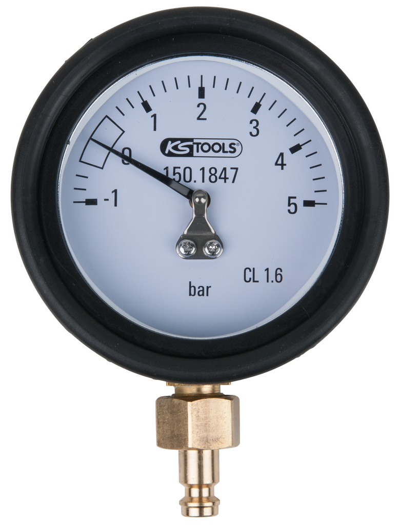 KS Tools Manometer 1,0 - 5,0 bar inkl. Anschlussnippel und Schutzkappe