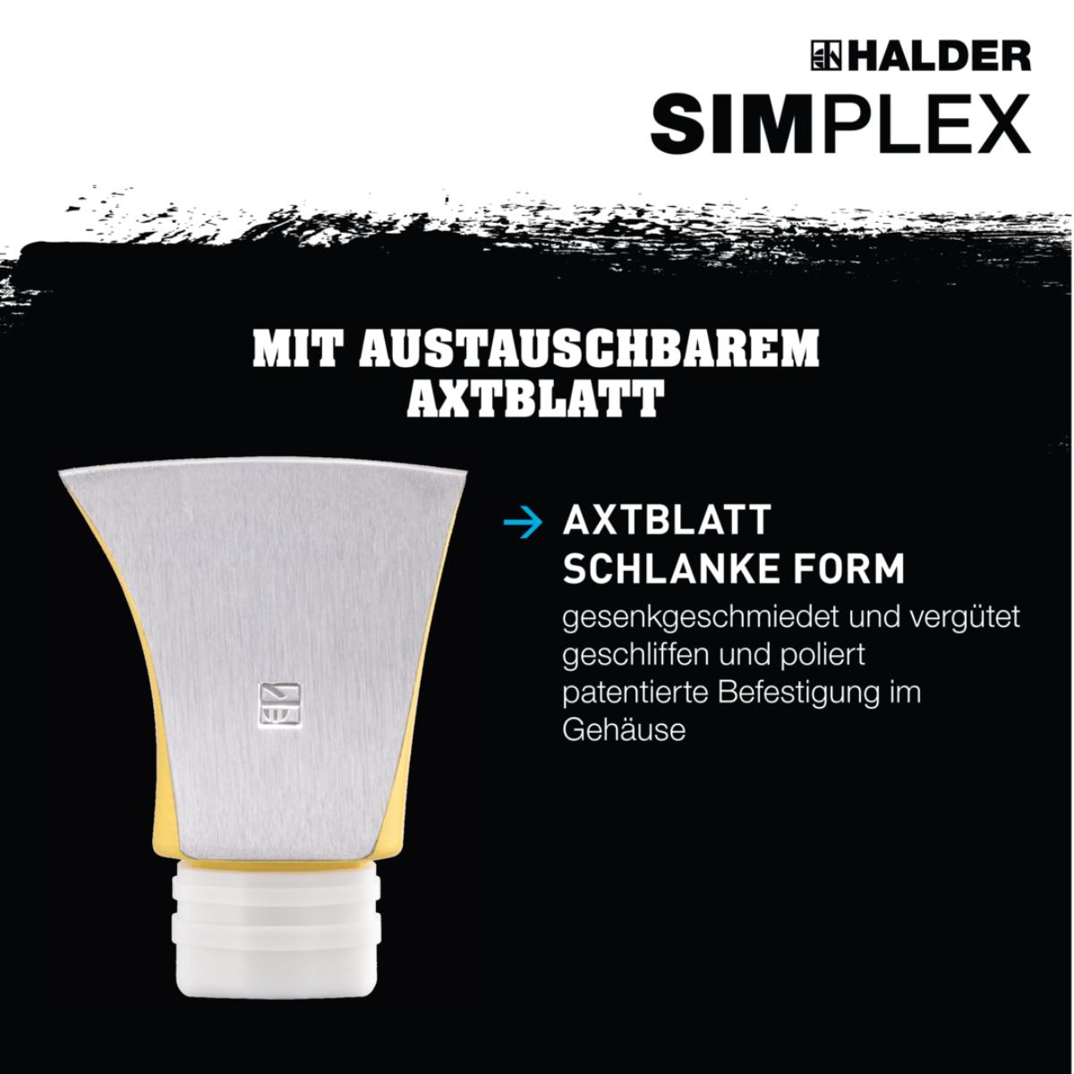 HALDER SIMPLEX - Spaltaxt mit schlanker Form mit Tempergussgehäuse und Hickorystiel