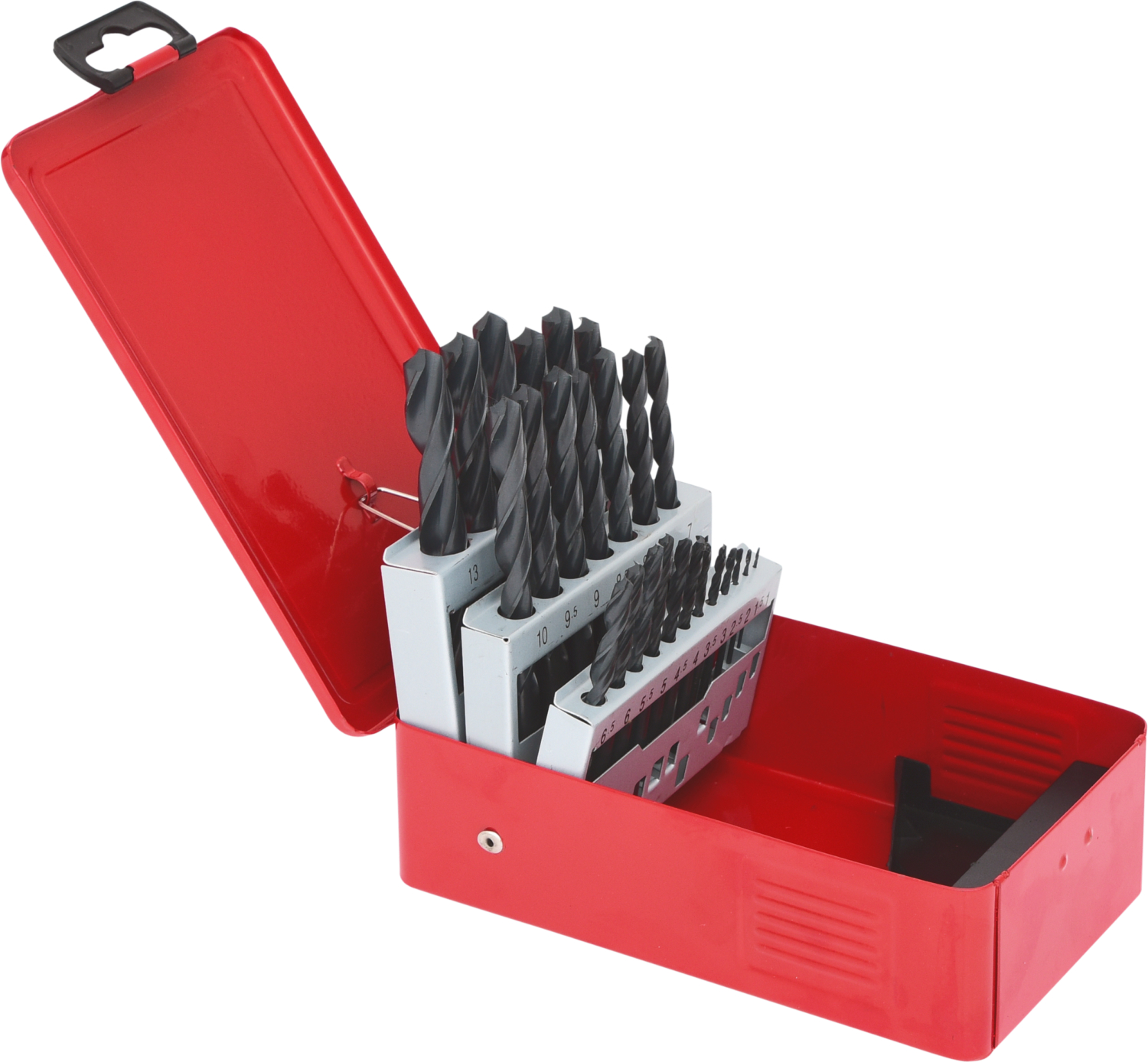 KS Tools HSS-R Spiralbohrer-Satz, Stahlblechkassette, 25-tlg, 1-13mm