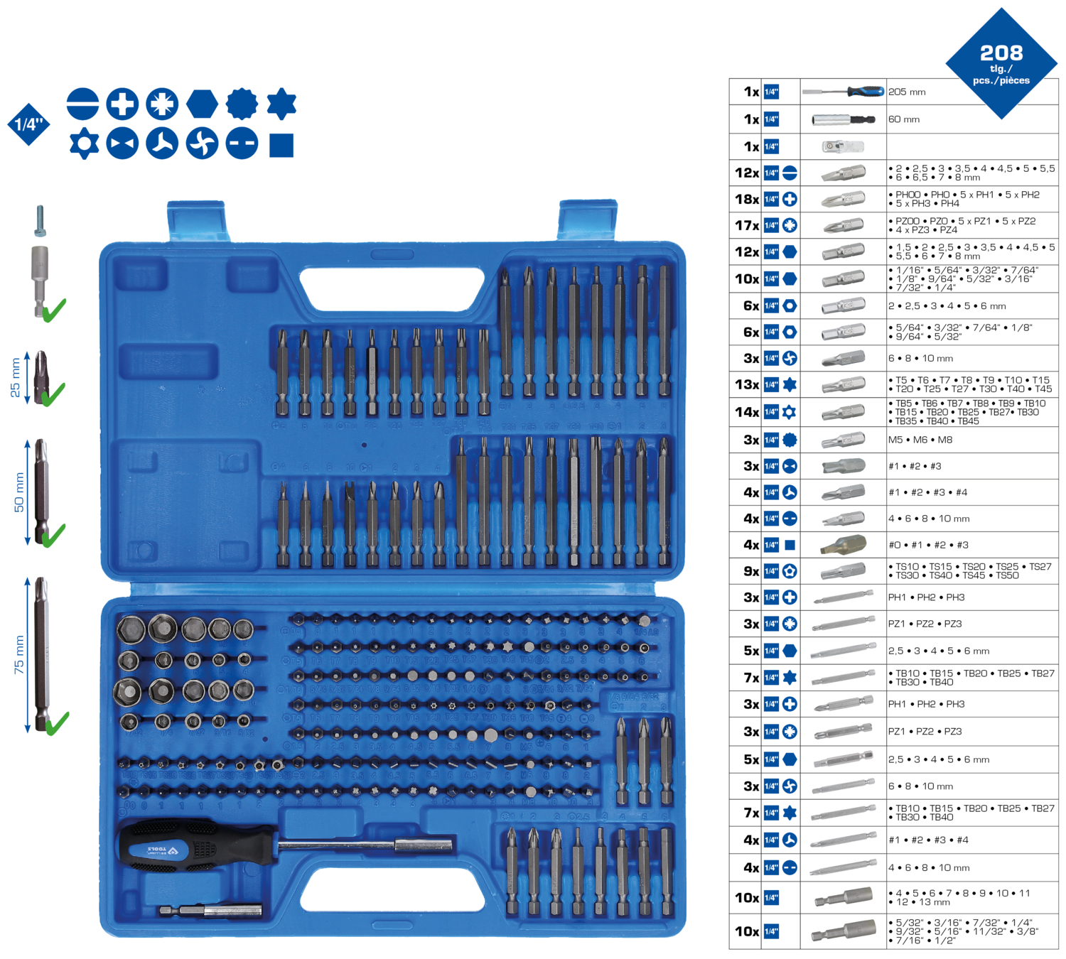 Brilliant Tools Bit-Satz, 208-tlg - BT053208