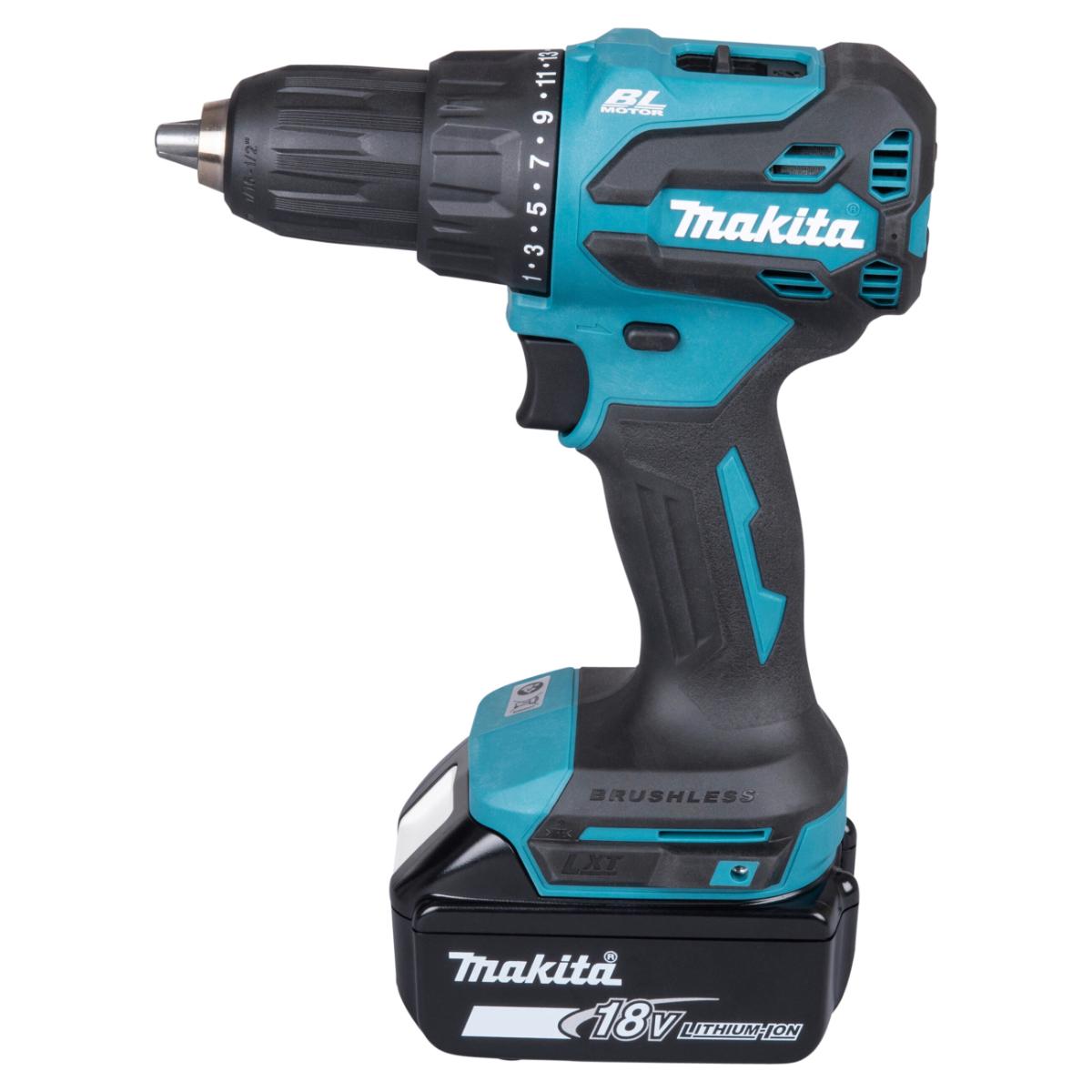 Makita Akku-Schlagbohrschrauber 18V / 5,0 Ah, 2 Akkus + Ladegerät im MAKPAC, inkl. MAKPAC-Organizer 191X80-2