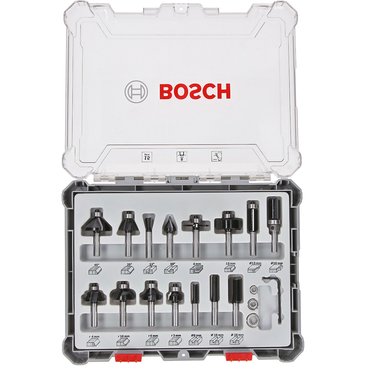 Bosch PRO Fräser-Set, 15-teilig, 8mm Schaft
