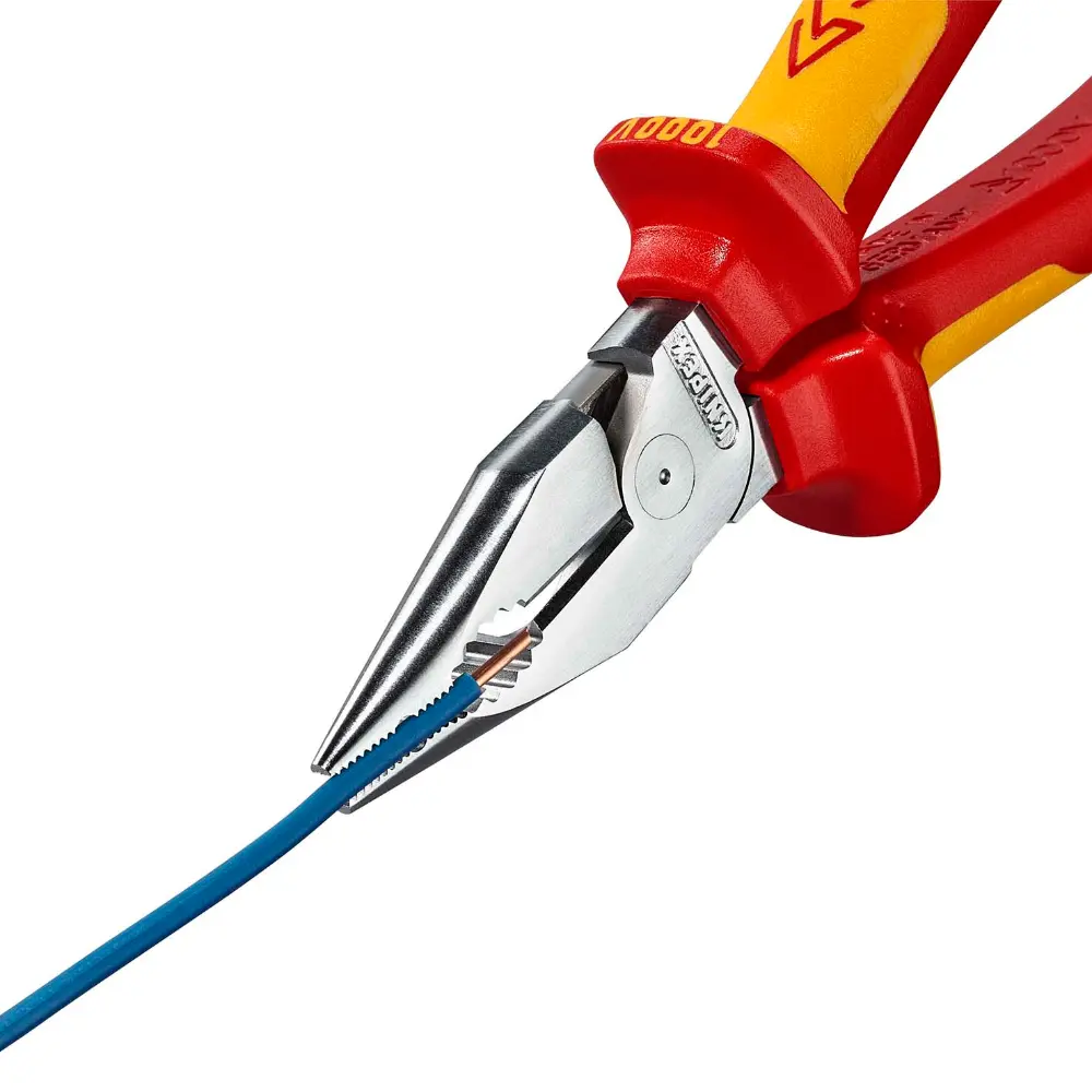 KNIPEX Spitz-Kombizange isoliert mit Mehrkomponenten-Hüllen, VDE-geprüft verchromt 185 mm