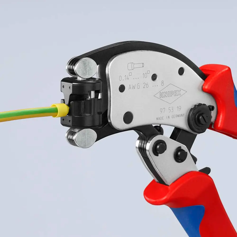 KNIPEX Twistor T Selbsteinstellende Crimpzange für Aderendhülsen verchromt 200 mm