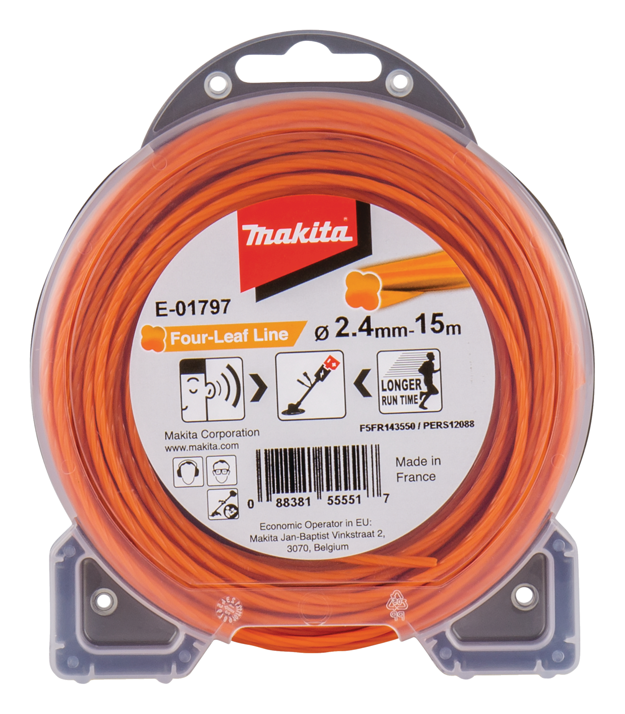 Makita Mähfaden Four-Leaf, 2,4 mm - 15 m - orange - E-01797