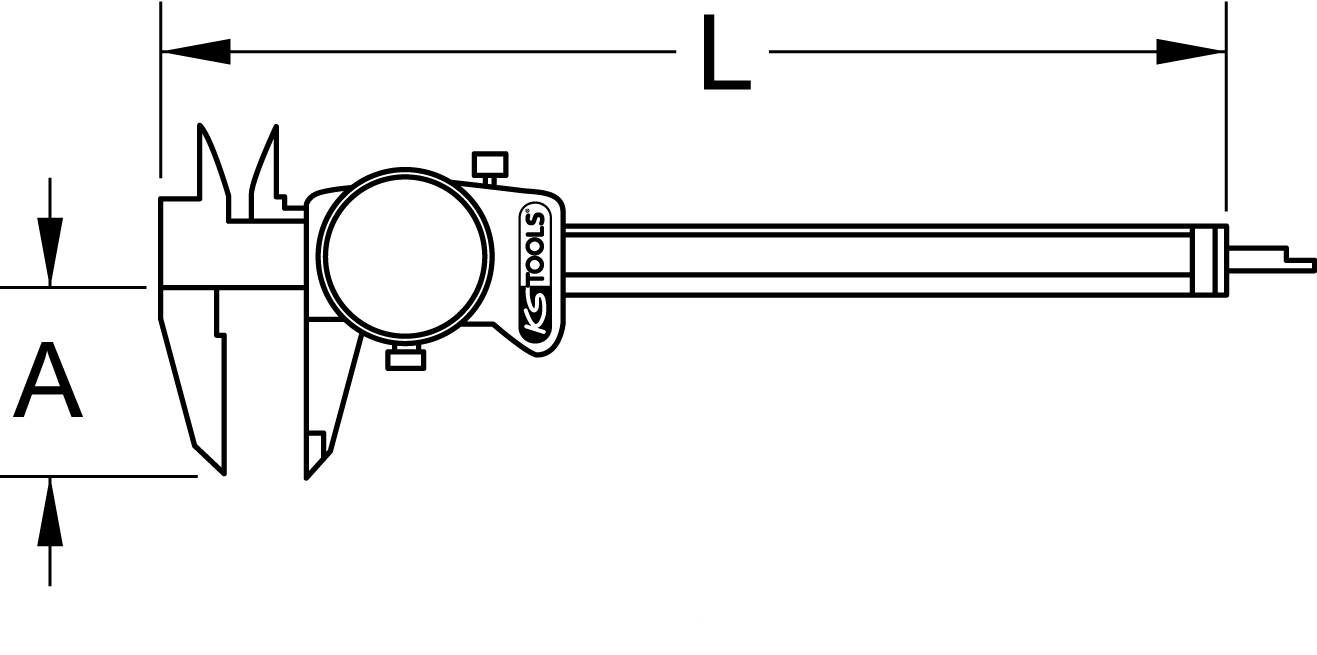 KS Tools Uhren-Messschieber, Messgenauigkeit +--0,02
