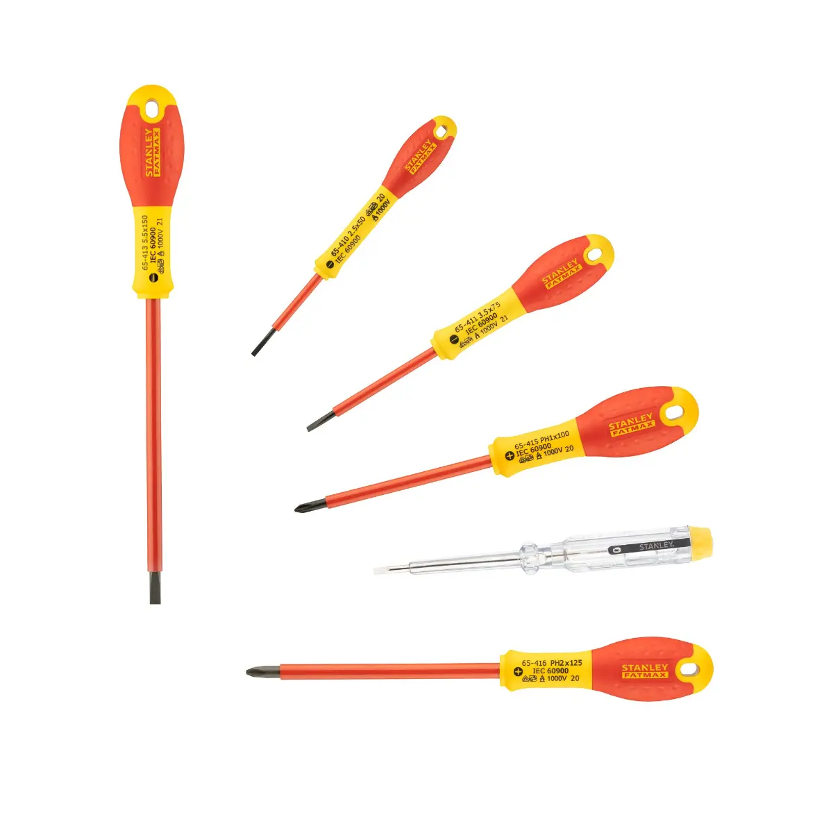 STANLEY FATMAX Schraubendreher-Set 6-teilig m. Spannungsprüfer Schl. Phillips