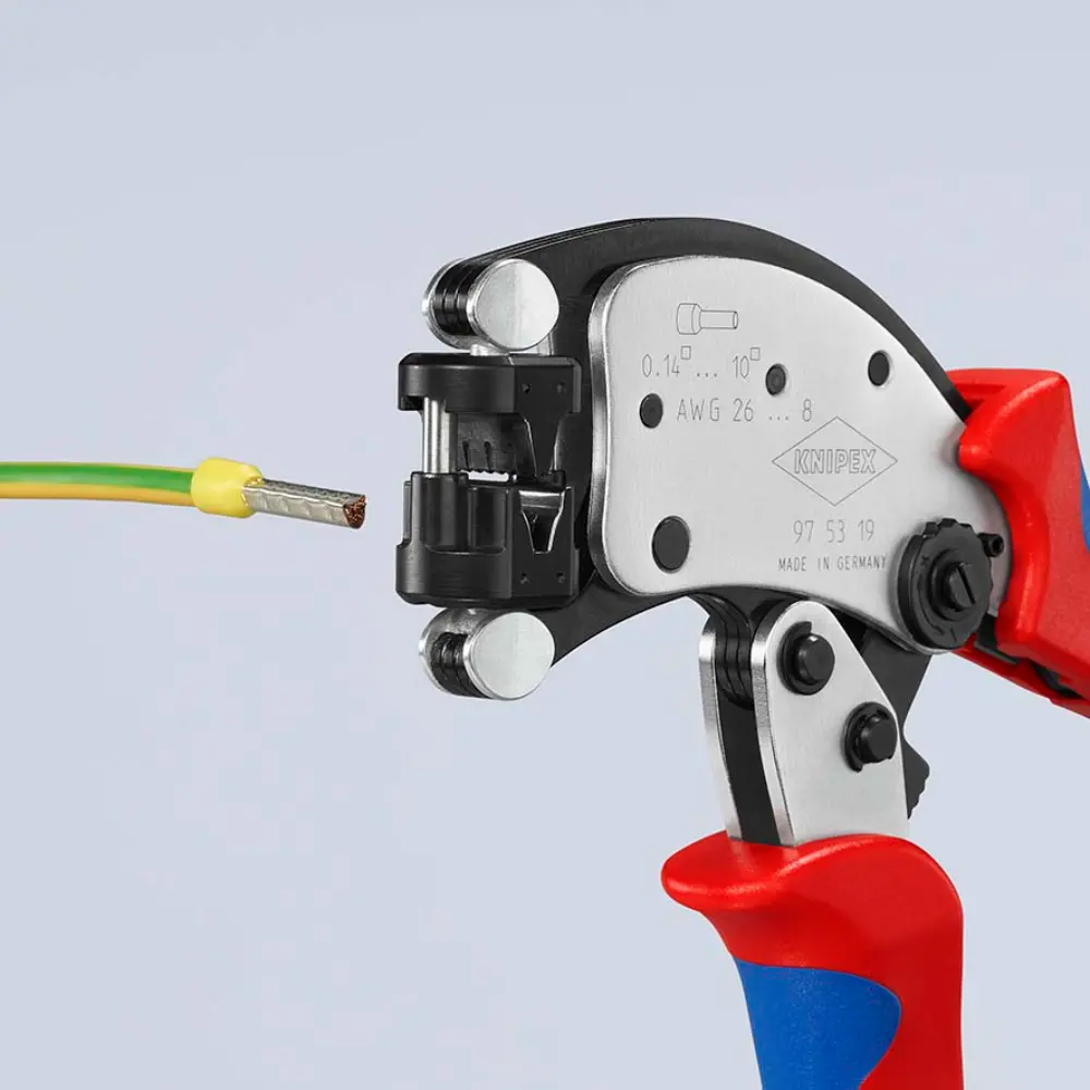 KNIPEX Twistor T Selbsteinstellende Crimpzange für Aderendhülsen verchromt 200 mm