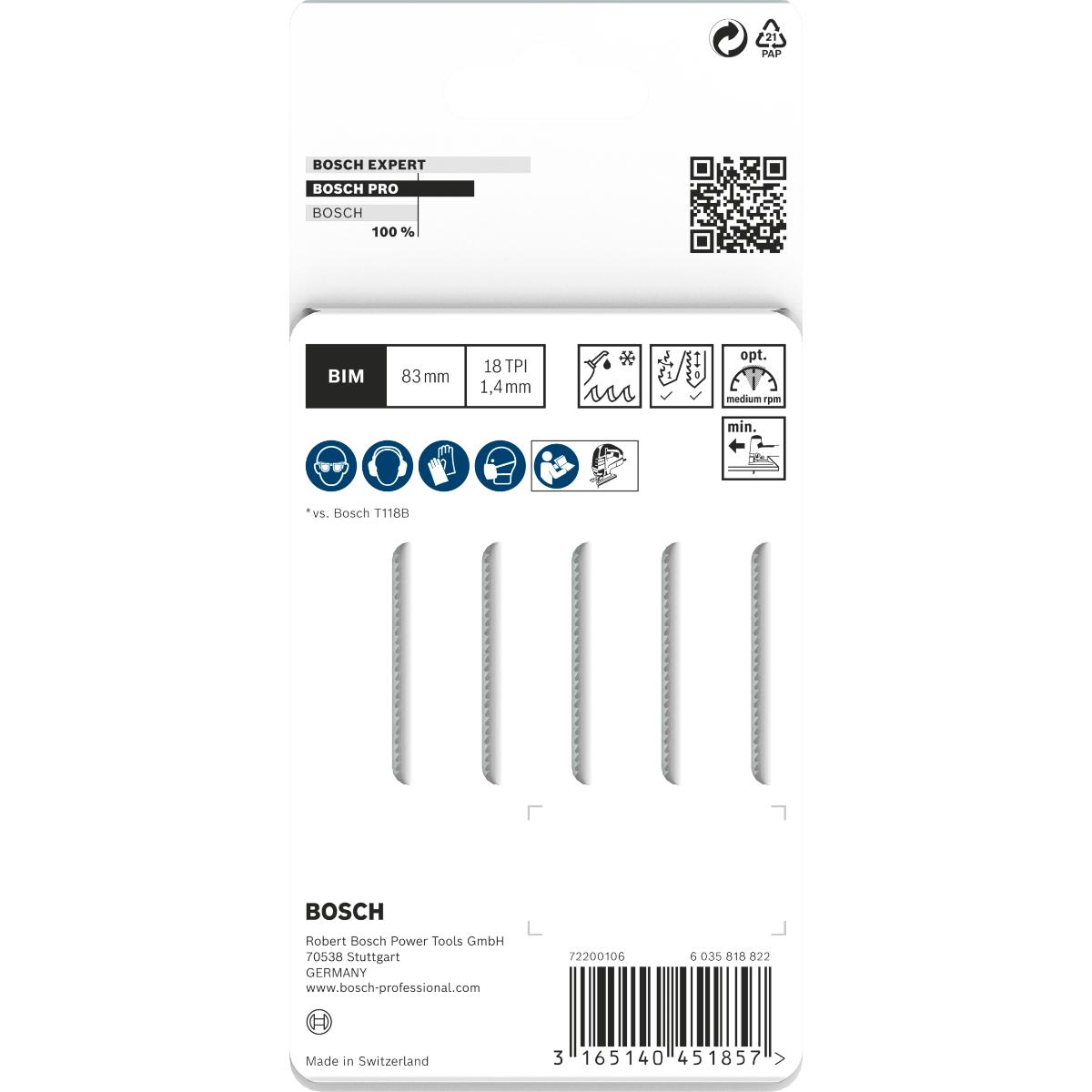 Bosch PRO Stichsägeblatt T 118 EFS Basic for Stainless Steel