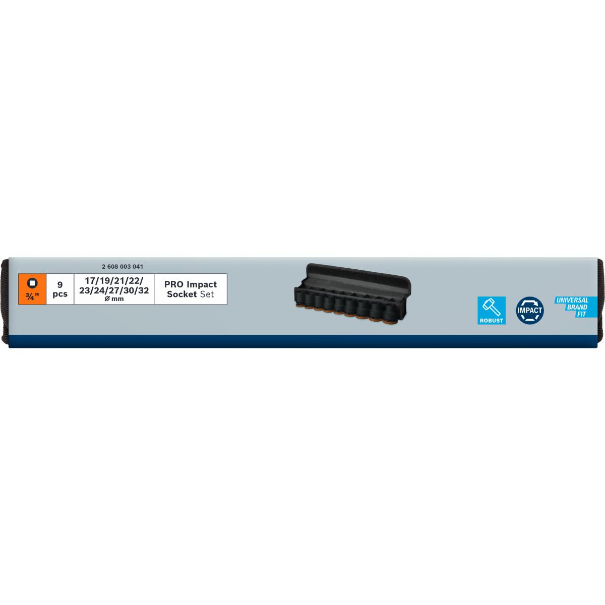 Bosch PRO Impact Socket Set, 3/4", Standard, 9 teiliges Set