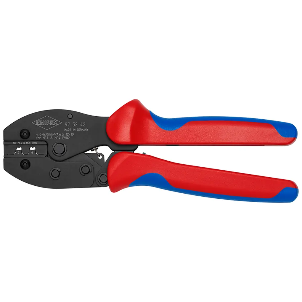 KNIPEX PreciForce Crimpzange für MC4-/MC4 EVO 2-Steckverbinder brüniert 220 mm