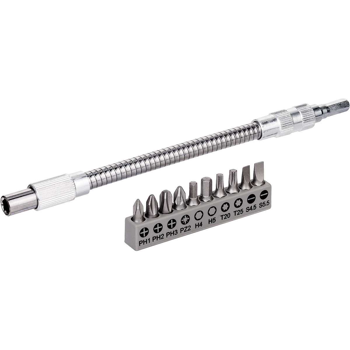 Bosch Bit Set, 11-teilig, mit flexibler Verlängerung aus Metall, 200 mm