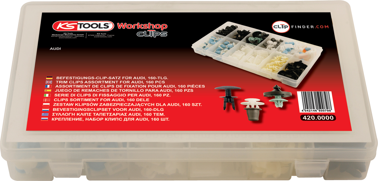 KS Tools Befestigungs-Clip-Satz für Audi, 160-tlg
