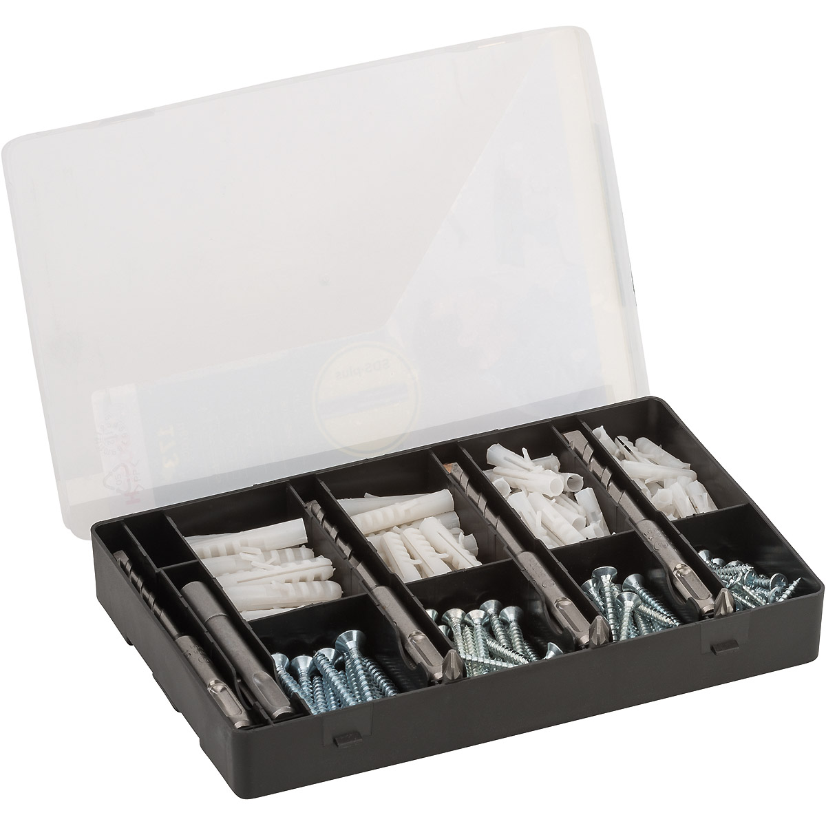 Bosch Fixier-Set 173-teilig, Bohrer, Dübel, Schrauben, Bits in handlicher Sortierbox.