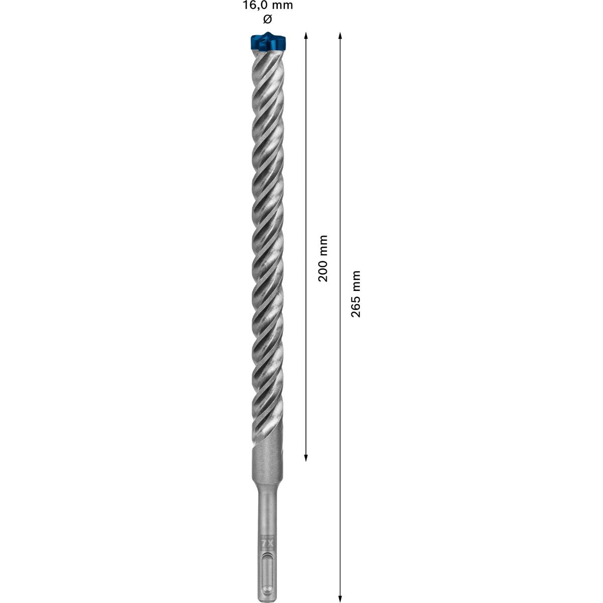 Bosch EXPERT SDS plus-7X Hammerbohrer, 16 x 200 x 265 mm für Bohrhämmer