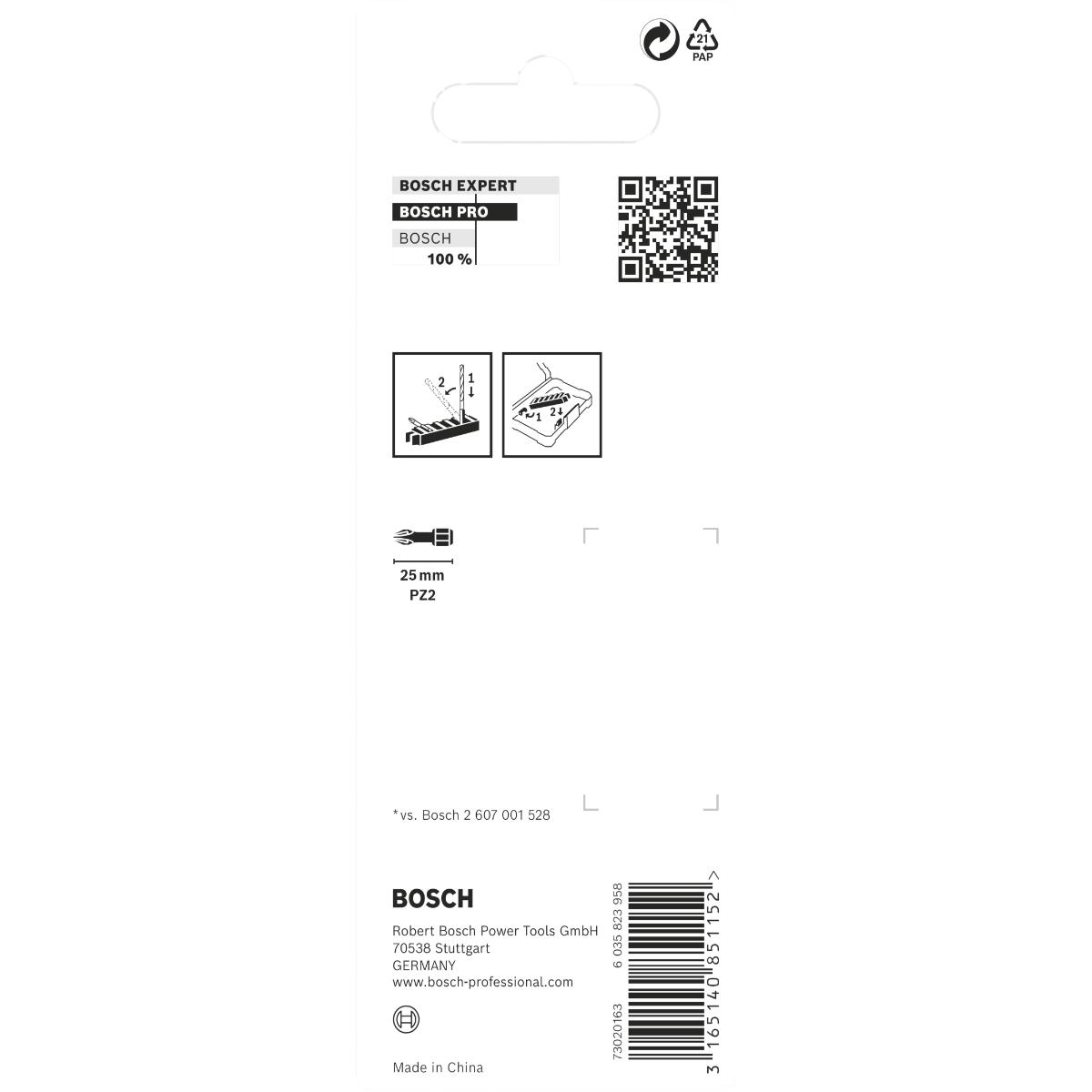 Bosch PRO Schrauberbit-Set Impact Control, 8-teilig, PZ2