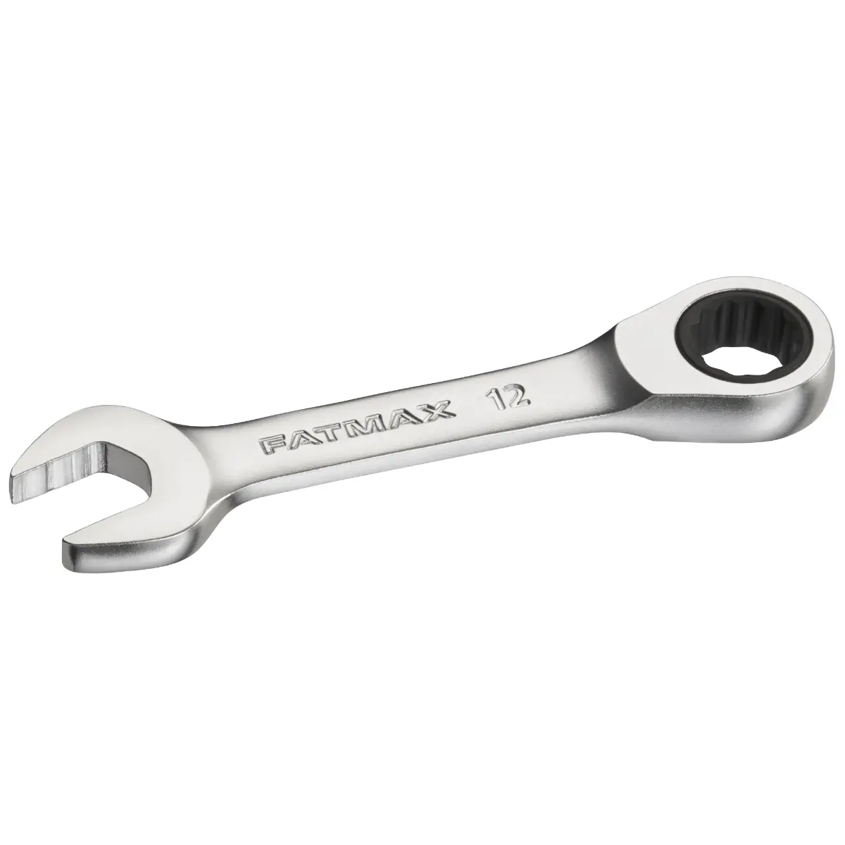 STANLEY FATMAX Ringmaulschlüssel mit Ratsche 12 mm, kurze Ausführung, 72 Zähne, 12-Kant, 15° gekröpft